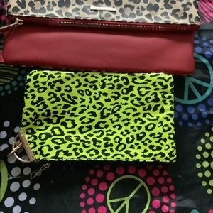 Wristlet bag red/leopard new black/green free